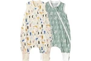 Duomiaomiao 2 Pack 0.5 TOG Toddler Sleep Sack 24-36 Months 100% Cotton Lightweight Baby Sleep Sack with Feet, Breathable Comfy Toddler Wearable Blanket