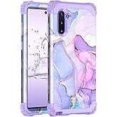 Hekodonk for Galaxy Note 10 Case,Three Layer Heavy Duty Shockproof Protection Hard Plastic+Soft Silicone Full Body Drop Protective Case for Samsung Galaxy Note 10,Purple Marble