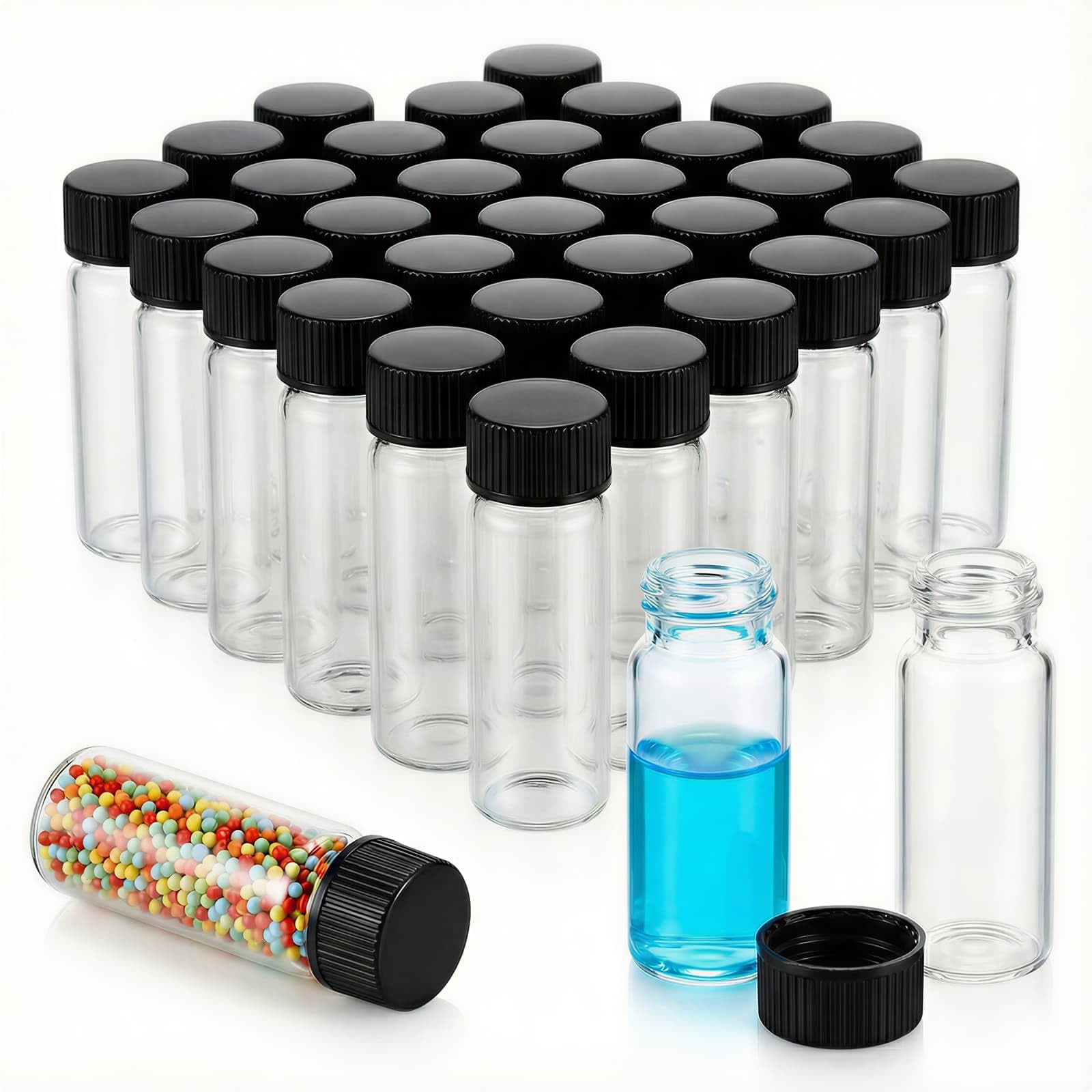Photo 1 of 100Pcs 10ml Glass Bottles with Screw Caps - 1/3 oz Empty Clear Vials for Essential Oils, Tinctures & Message in a Bottle Favors - Refillable 2.7 Dram Cosmetic Containers for Travel & DIY