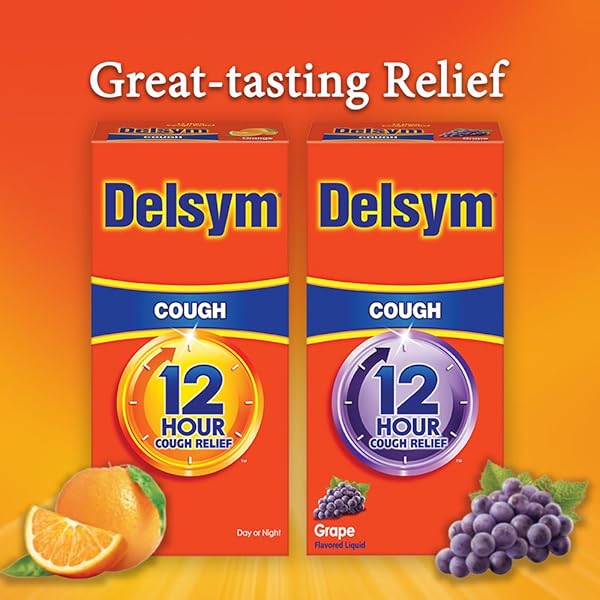 DELSYM 12 HOUR COUGH MEDICINE FOR ADULTS, POWERFUL RELIEF FOR 12 HOURS, COUGH SUPPRESSANT LIQUID WITH EXTENDED-RELEASE DEXTROMETHORPHAN, GRAPE FLAVOR LIQUID COUGH SYRUP, 5 FL OZ (PACK OF 1)