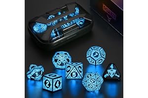 DND Dice Set Rechargeable, ZHOORQI Cool Light up Dice Set for Dungeons and Dragons, Polyhedral LED Dice with Charging Box for