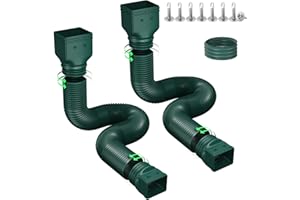Ogutter Rain Gutter Downspout Extensions, Downspout Extender for Rainwater Drainage Flexible, Extendable 58"+66" Down Spout Drain Extension Pipes (2 Pack, Green)
