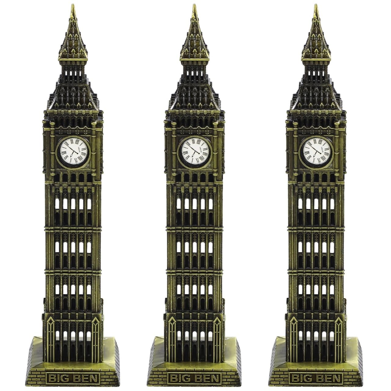 Homoyoyo 3PCS Big Ben Tower Statue England Big Ben Clock Sticker Tower Metal Model Souvenir London Architecture Landmark Figurine for Home Decor, Tourism Souvenir Decoration Bronze Alloy Architecture