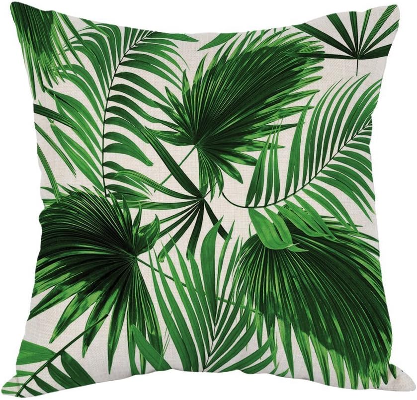 Yisumei Cushion Cover Home Decor Decorative Pillow Case Sofa Throw Pillow Cases Realistic Living Palm Leaves, Polyester, Zwillinge Drucken, 45 x 45 cm