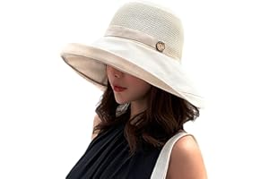HUAMULAN Women Wide Brim Sun Hats Metal Wired Edge Summer UV Protection Beach Fishing Hat for Hiking Garden Travel Chin Strap
