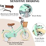 Glerc 12 Inch Kids Bike Mint Green with Basket Stabilisers Bell 3-5 Years view 5