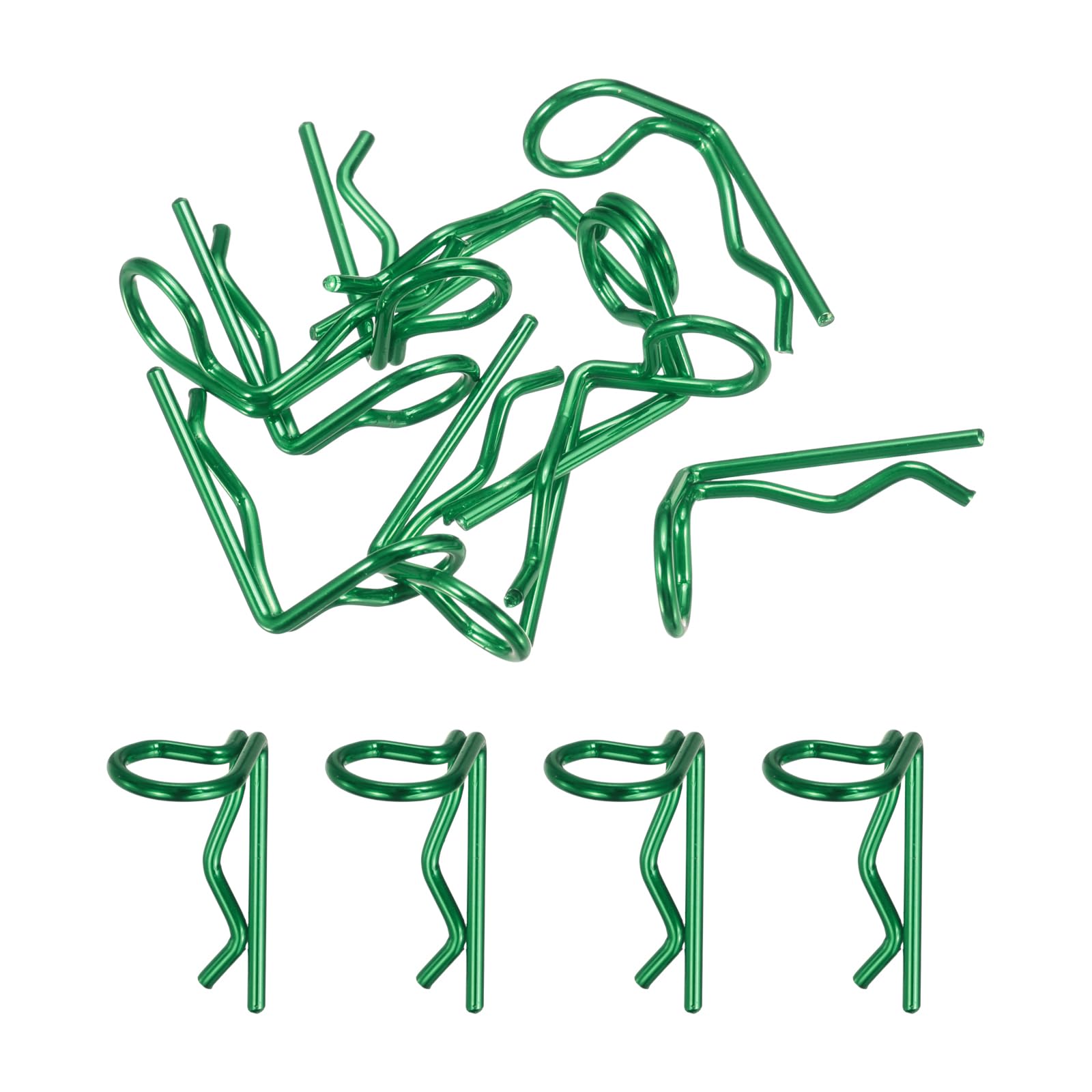 sourcing map 10pcs 90-Degree Angle RC Body Clips Bent Springy R Pins 20x1.2x10mm for All 1/8 1/10 1/12 Scale Model RC Car Crawler Truck,Shell Replacement Parts(Green)