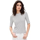 Vince Women's Striped Elbow Sleeve Crew Tee