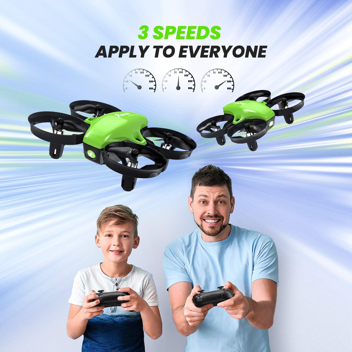 Potensic Upgraded A20 Mini Drone Easy to Fly Drone for Kids and Beginners, RC Helicopter Quadcopter with Auto Hovering, Headless Mode, Remote Control and Extra Batteries - Green: Toys & Games