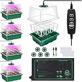 FINEST+ Seed Starter Tray with Heat Mat and Grow Light,5 Pack Seedling Starter Trays with Time Controller,Seedling Starter Tray with Adjustable Brightness,Seed Starting Kit with Adjustable Humidity