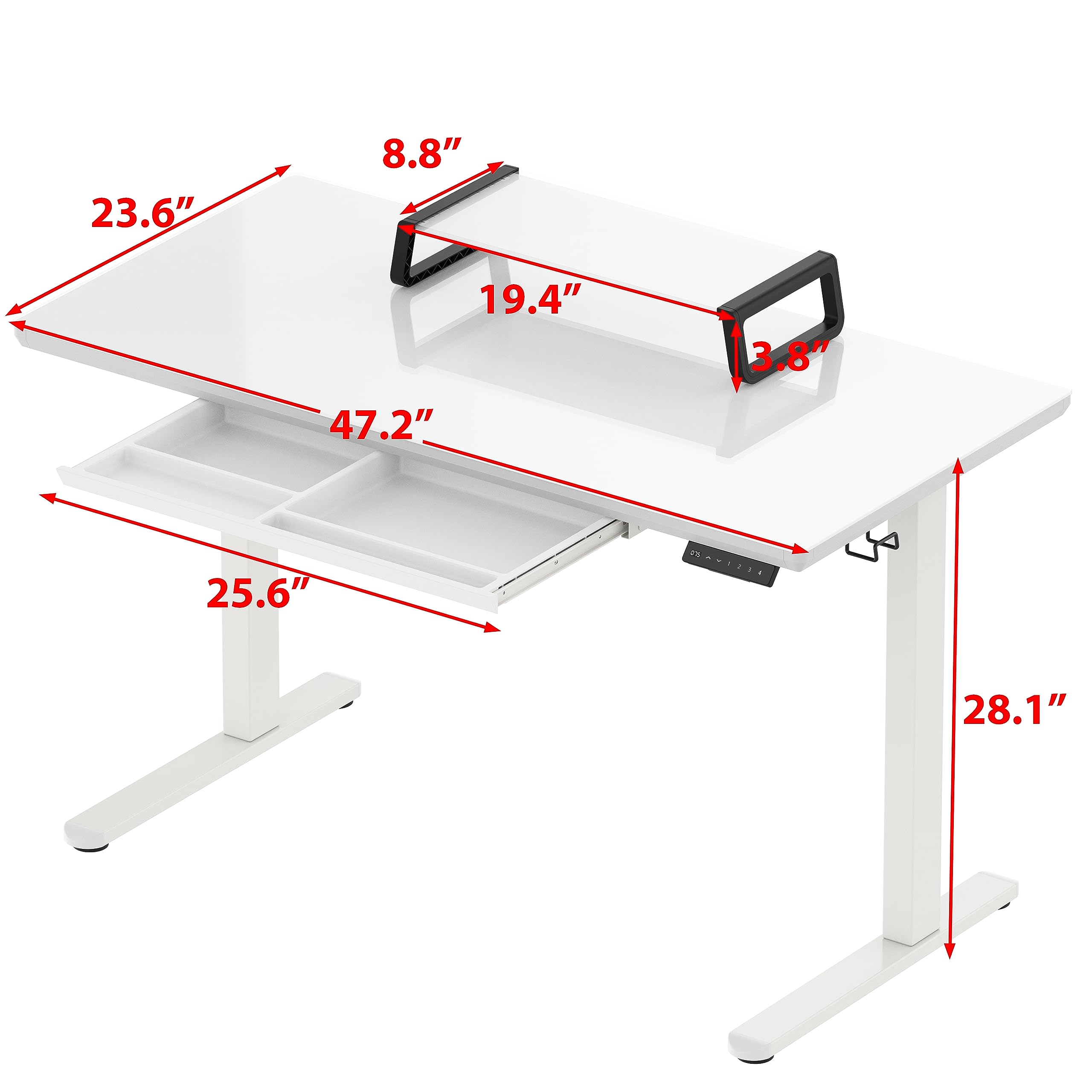 Mua 48-Inch Whole-Piece Glass Electric Height Adjustable Desk with ...