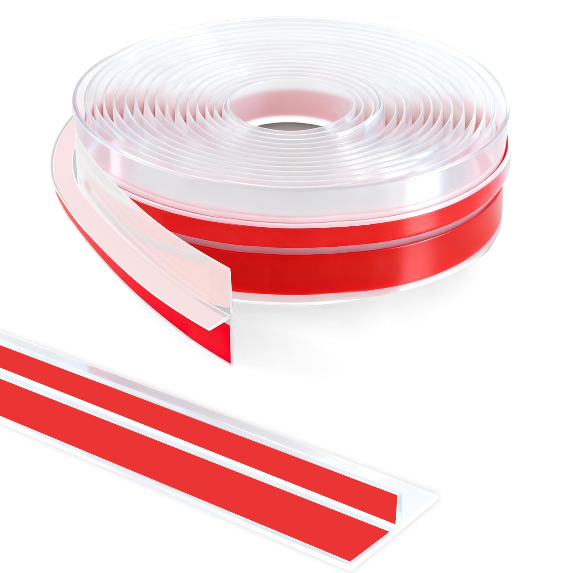 View 1 of 20Ft T-Shaped Door Draft Stopper, Silicone Weather Stripping Seal Tape for Doors and Windows - Clear, 2" Wide (50mm)