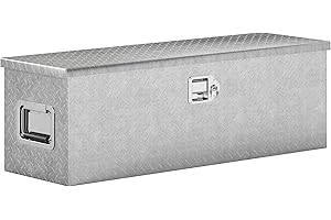 HOMCOM 48 Inch Truck Bed Tool Box, Heavy Duty Aluminum Diamond Plate Trailer Tongue Box with Side Handle and Locks Keys, Stor