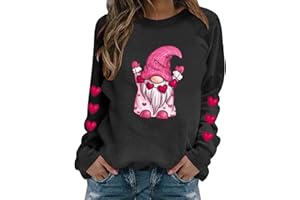 GENERIC Valentines Shirts for Women Trendy Cute Love Heart Print Graphic Sweatshirt Casual Long Sleeve Tops Crewneck Pullover Sweater