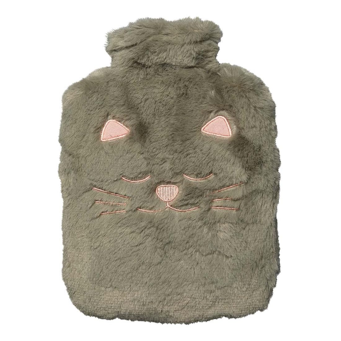 Toga – Borsa dell'acqua calda in peluche a forma di gatto grigio, con rivestimento in finta pelliccia 100% poliestere, facile da usare, riutilizzabile all'infinito, da portare ovunque
