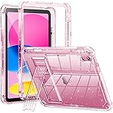 INFILAND Kids Case for iPad A16 11 inch 11th Generation,iPad 10th Generation Case 10.9 Inch, Heavy Duty Shockproof Protective Cover with Stand, Glitter Clear Cute Shell for Girls, Women (Pink)