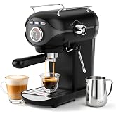 XIXUBX Espresso Machine, Compact Espresso Maker with Milk Frother,Black | 20-Bar Pump, PID Control, Low Vibration Coffee Maker, for Small Kitchen, Home, Brews Latte, Cappuccino