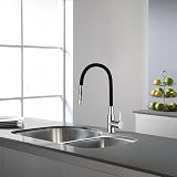 Peppermint Kitchen Tap with Flexible Hose Black Chrome 360° Swivel view 7
