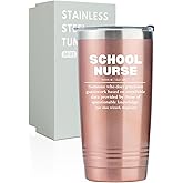 Onebttl School Nurse Gifts for Women, Stainless Steel Tumbler 20 OZ With Lid and Straw, Appreciation Gift for Christmas - Noun