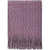 BOURINA Dark Lavender Throw Blanket 50x60 Inches Throw Textured Solid Soft Sofa Couch Decorative Knitted Blanket