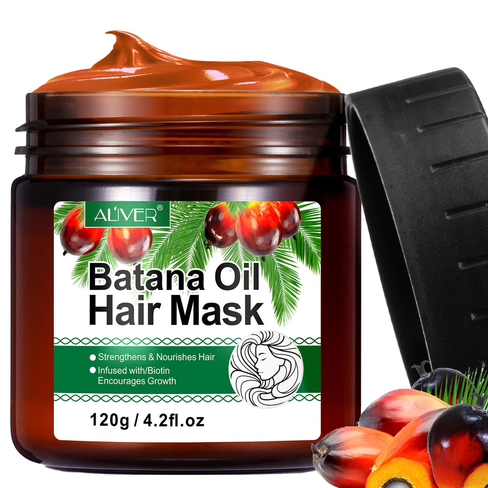 Batana Oil Hair Mask, 100% Natural Hair Growth Mask Cream, Batana Oil Organic Prevent Hair Loss with Rosemary and Biotin, Helps with Frizz, Split Ends, Texture & Shine for Men & Women - 120g