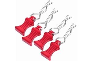 FriHobby RC Body Clips Pins with Metal Aluminum Pull Tabs 1.2mm Rod for All 1/10 1/12 Scale Redcat HPI Himoto HSP Exceed RC Car Truck Buggy Shell Replacement Parts (Red)