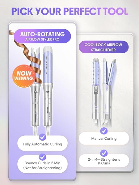 SHEGLAM ONE TOUCH AIRFLOW STYLER PRO 1 INCH AUTOMATIC ROTATING 3.0 COOL AIR TECHNOLOGY FOR NO-WAIT, CURLING IRON, BOUNCY & LONG-LASTING CURLS, ZERO BURN RISK, 5 TEMP SETTINGS