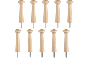 JETEC 10 Pieces Wooden Shaker Peg Screw-on Pegs 3.62 Inch Long Unfinished Wood Shaker Racks for Hanging Clothes Hats Towel and More DIY Paint Color (Wood Color)