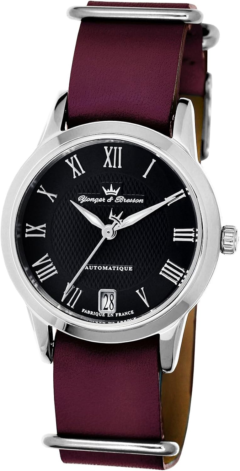 YONGER&BRESSON Automatique Femme Date Standard Automatique Montre avec Bracelet en Cuir YBD 2000