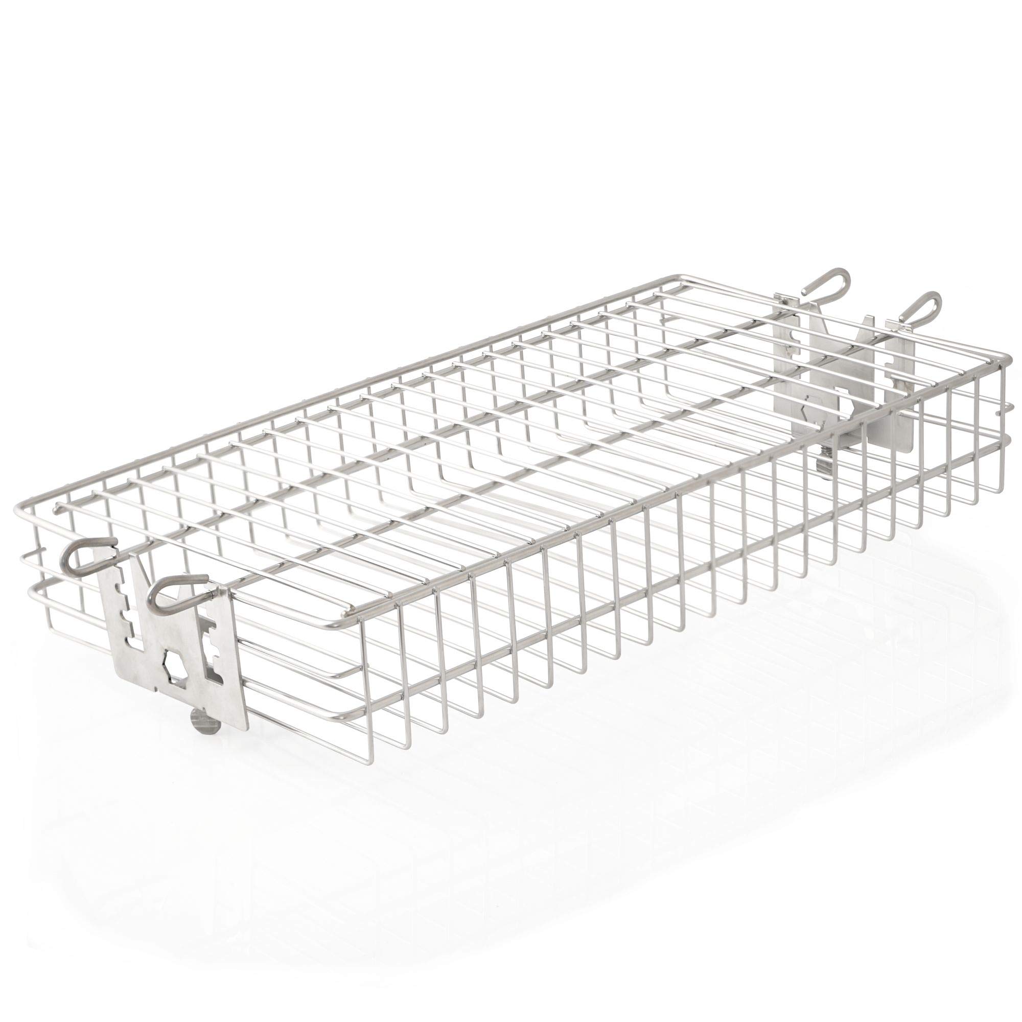BBQ-Toro stainless steel grill rondel for rotisserie | Universal flat grill basket for rotisserie spit | Tumbler cage basket | Height-adjustable flat basket | Easy-to-Use | Wide range of uses