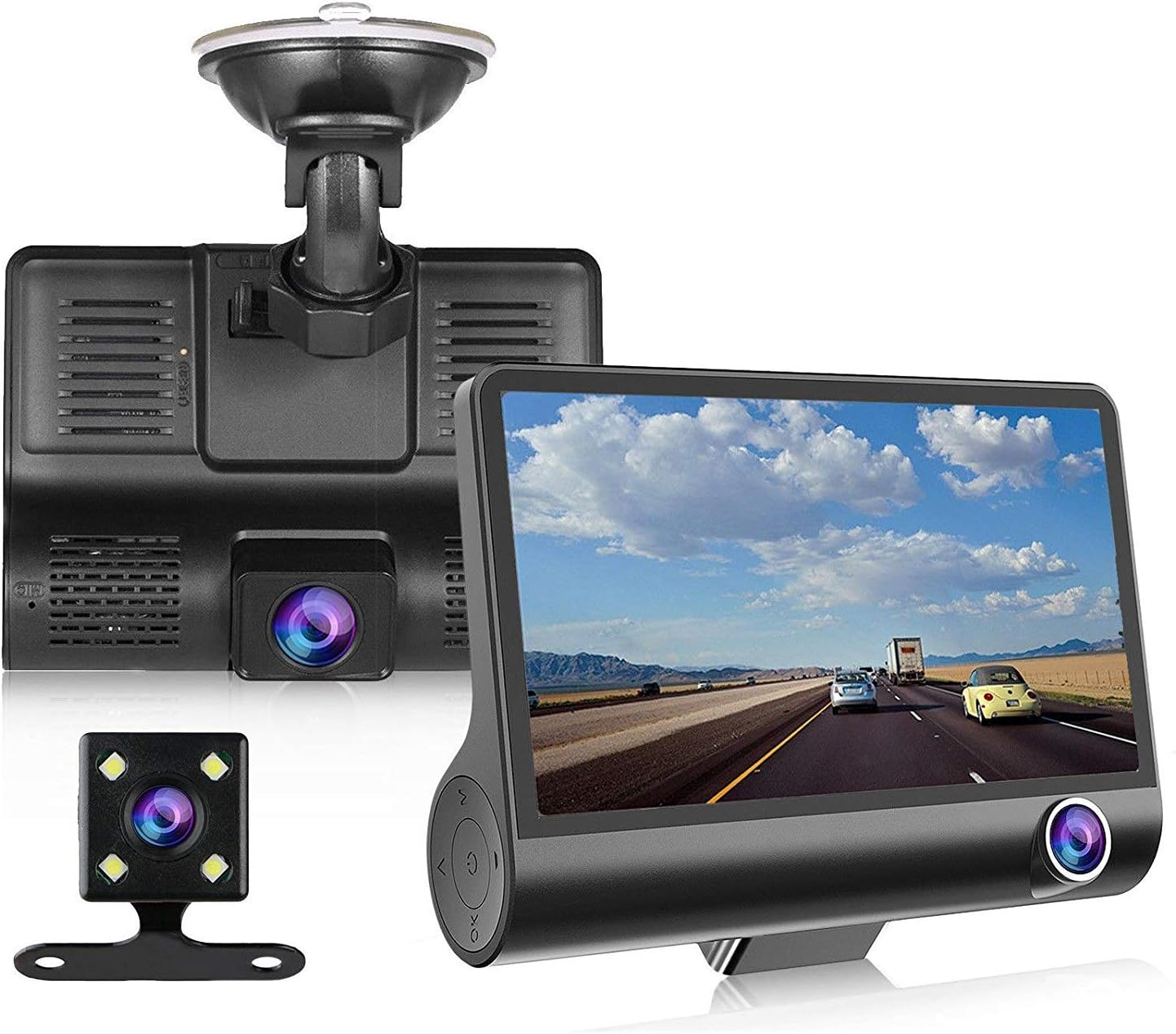NOVPEAK Dash Cam 1080P FHD DVR Car Driving Recorder 4" LCD Screen 170°Wide Angle, G-Sensor, Parking Monitor, Loop Recording, Motion Detection, Night Vision Rearview Camera