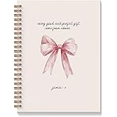 BAYOGITA Pink Christian Notebook - Pink Bow Christian Journal, Pink Bible Verse Spiral Notebooks, Coquette Preppy School Supplies Notebooks, Preppy Christian Gifts, Coworker Gifts, 5.5x8.3 Inches