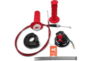 NZZLXKFJ 7/8 22mm Twist Throttle Accelerator Handle Grips,Mini Bike Throttle Cable Kit,Throttle Cable Kit for 50cc 90cc 110cc 125cc150cc 200cc 250cc 4-Stroke Dirt Bike,mini Bike Pocket Bike.(red)