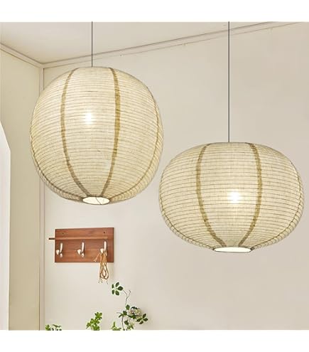 2 Abat-jour Ronds En Papier De Riz - Lanterne Plafond 40 Cm - Décoration Salon Chambre