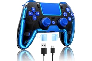 BRHE Wireless PS4 Controller with Hall 3D Joysticks/RGB LED Lights/Programming Funtion,PS4 Controller Remote Joystick Gamepad,Game Controller for PS4/Slim/Pro