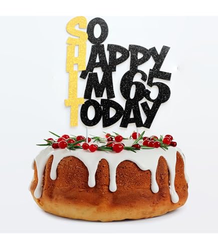 65th Birthday Cake Topper - Since 1960 Black Glitter Decoration For Men & Women