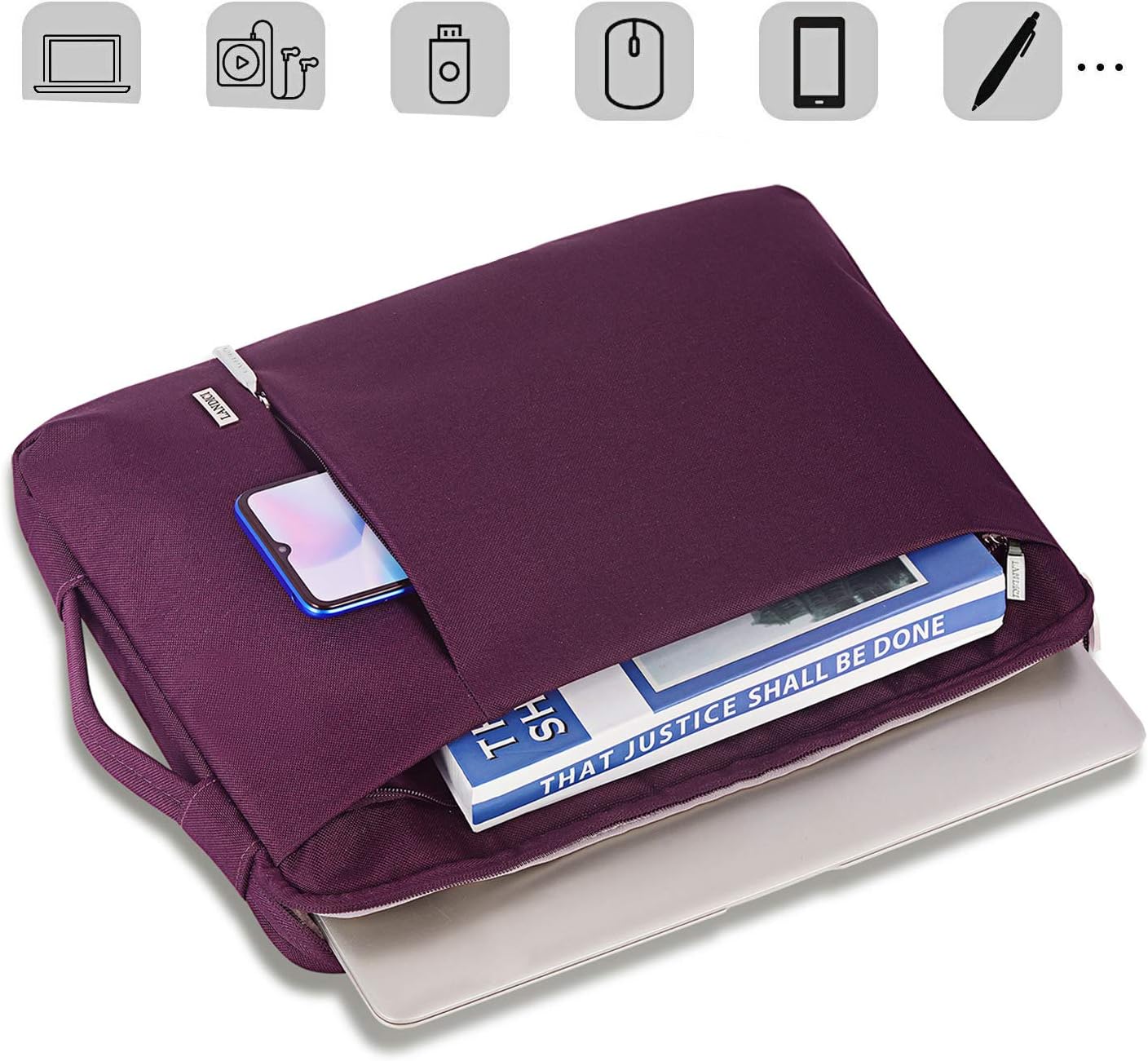 Landici 360 Protective Laptop Case Sleeve 14 15.6 Inch,Waterproof Computer Bag Cover Compatible with 16" MacBook Pro,15 Surface Book 3,HP Chromebook 14/Pavilion,Samsung Acer Chromebook 15.6 -Purple: Electronics