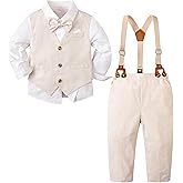 SANGTREE Boys Suit Cotton Linen Formal Set Baby Boy Dress Clothes Gentleman Wedding Ring Bearer Outfits, 3 Months - 9 Years