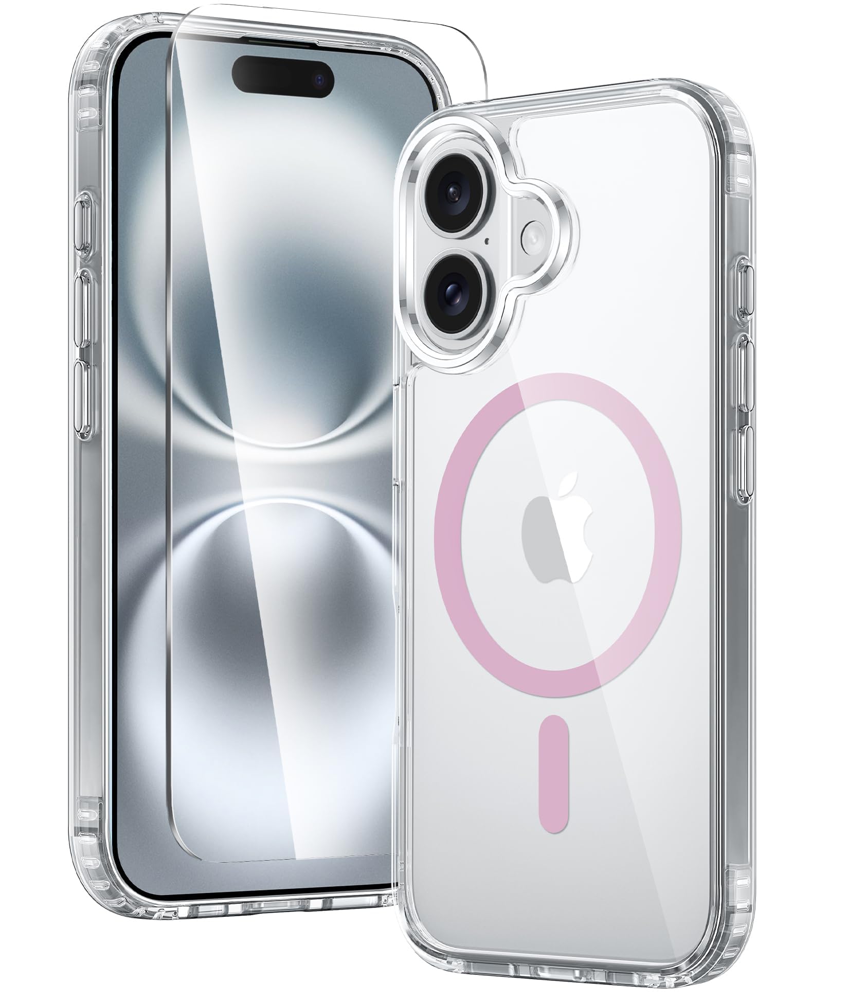 FNTCASE for iPhone 16 Case: Clear Magnetic Military