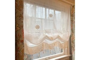 ABREEZE Balloon Curtain Panel Shade Curtains for Living Room Set,Off-White 1 Panel