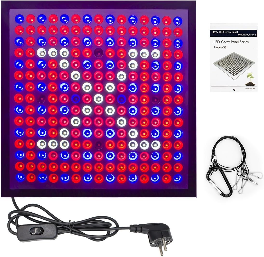 Shenteng Indoor Plant Grow Light Bulb Lights for Outdoor Gardening Plants Seedling Hydroponics Flowering Bulbs Lighting Led Flourescent Large Full Spectrum Growing Lamps 45W 225LED(6 Colors)