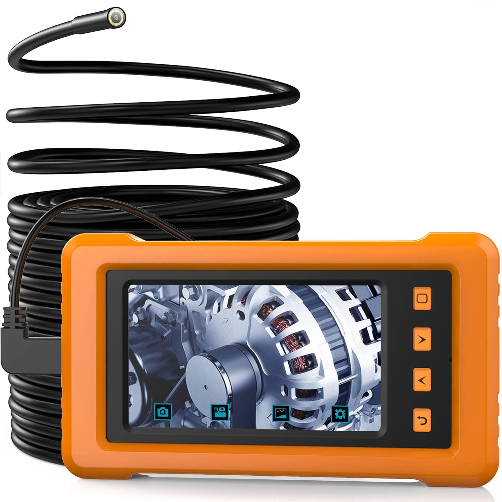 5.5mm Industrial Endoscope, KZYEE KZ2000 4.3inch Full-View IPS Display, 2800mAh 1080P HD Automotive Borescope Inspection Camera IP67 Waterproof Semi-Rigid Snake Camera with 8GB TF Card- 33FT