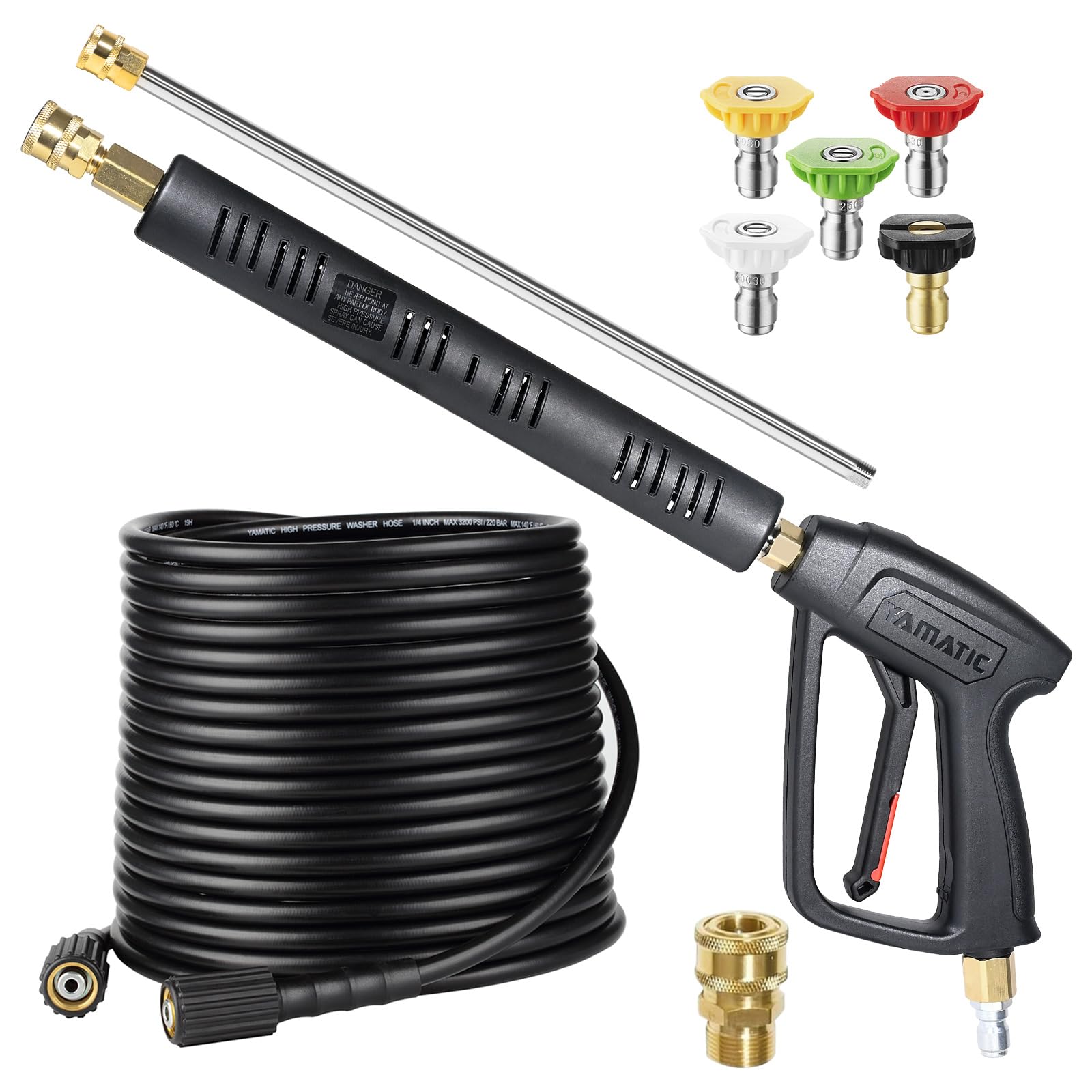 Photo 1 of YAMATIC Pressure Washer Gun and Hose Kit, 50 FT Kink Resistant Power Washer Hose and Wand, 3/8" Swivel Quick Connector & M22-14mm Fitting Replacement for Ryobi, Simpson, Craftsman, 4000 PSI