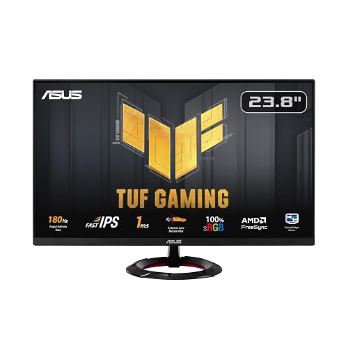 ASUS TUF Gaming VG249Q3R Gaming Monitor – 23.8-inch, Full HD(1920x1080), 180Hz, Fast IPS, Extreme Low Motion Blur, 1ms (GTG), FreeSync, Variable Overdrive, 100% sRGB