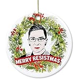 Yeslife Christmas Ornament，Ruth Bader Ginsburg Christmas Tree Ornament Merry Resistmas Comes with Golden Ribbon Notorious RBG