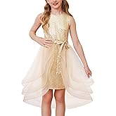 GRACE KARIN Girls Sequin Party Dress Sparkle Formal Birthday Pageant Prom Three-Layer Tulle Midi Dress Size 5-12Y