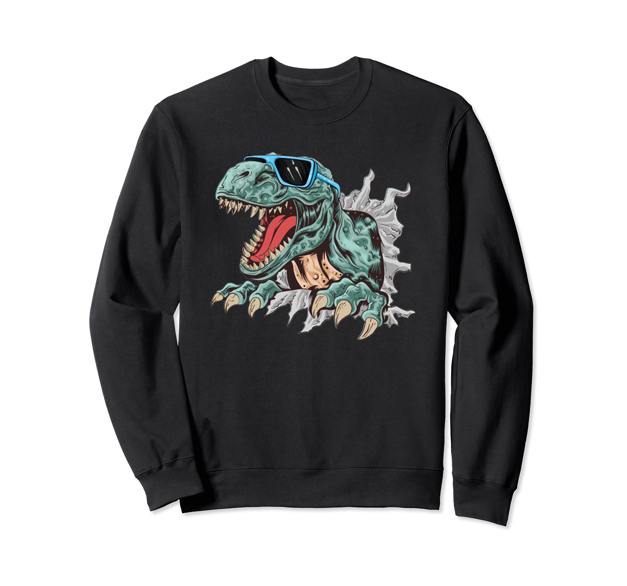 Dinosaur with Glasses T-rex Dinosaur Sweatshirt