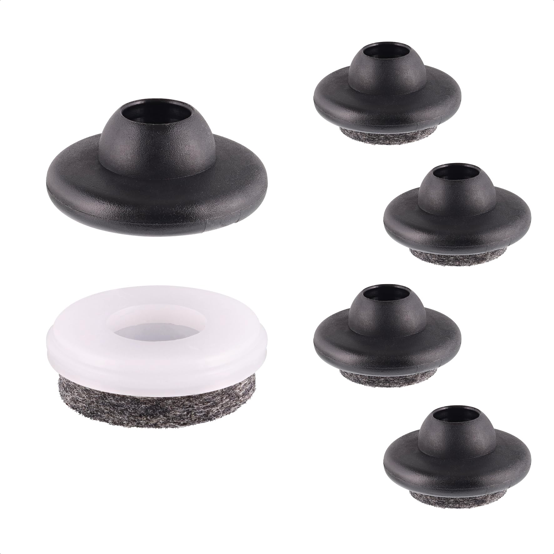 WAGNER QuickClick® Felt glides chair glides I set of 4 to clip on I 4x base + 4x glide insert interchangeable - wool felt ULTRASOFT - Ø 30 for Vitra chairs DSR DAR DKR - Made in DE - 16780000