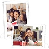 FIXSMITH 2 Pack 4x6 Acrylic Picture Frames, Clear Magnetic Frames with Stand, UV Resistant, Horizontal/Vertical Display, Perfect for Home Office