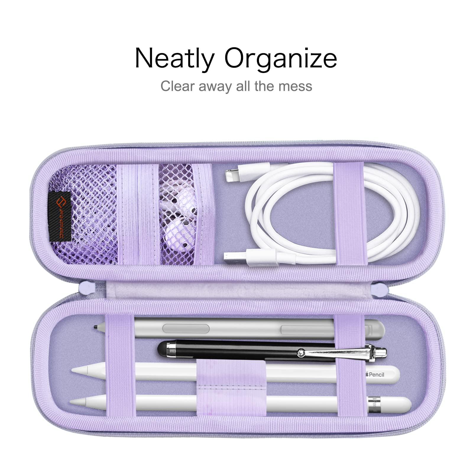 Fintie Holder Case for Apple Pencil Pro, Apple Pencil (USB-C / 1st / 2nd Generation), PU Leather Carrying Bag Sleeve Compatible with Pen, USB Cable, Samsung Stylus, Lilac Marble